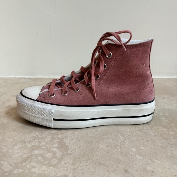 Converse All Star Lift Hi Brick Rose Egret High Top Suede Womens Size 4.5 - Picture 8 of 11